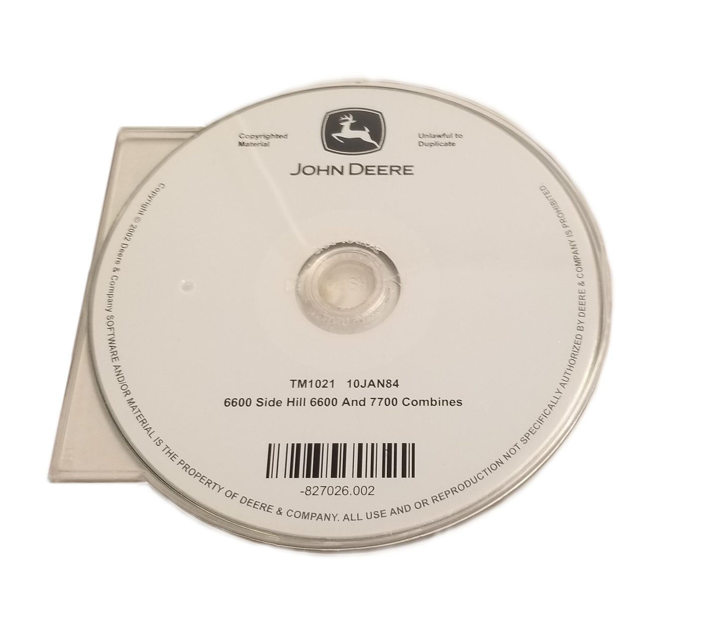 John Deere 6600 Side Hill/6600/7700 Combine Technical Manual CD - TM1021CD