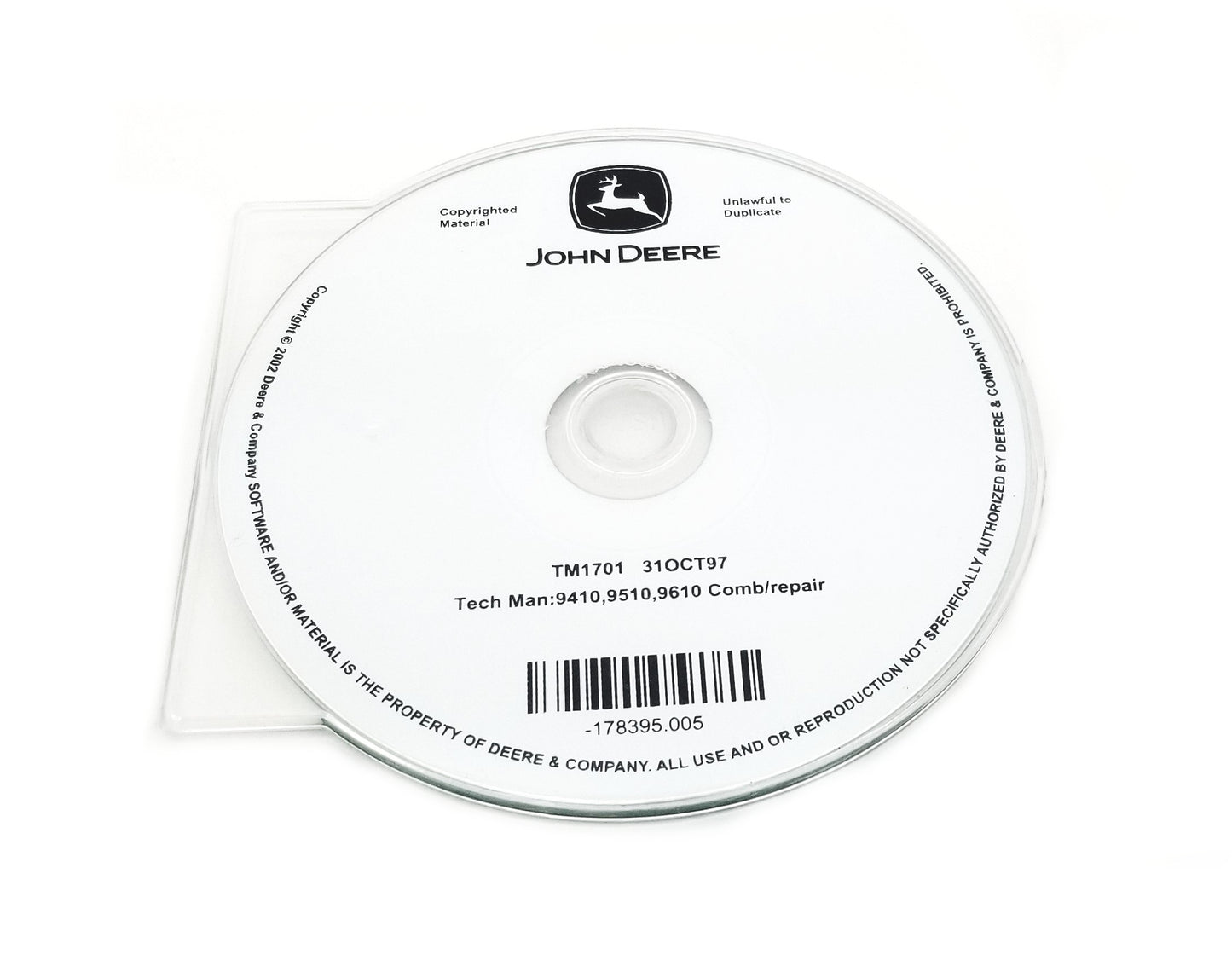 John Deere 9410/9510/9610 Combine Technical Manual CD - TM1701CD
