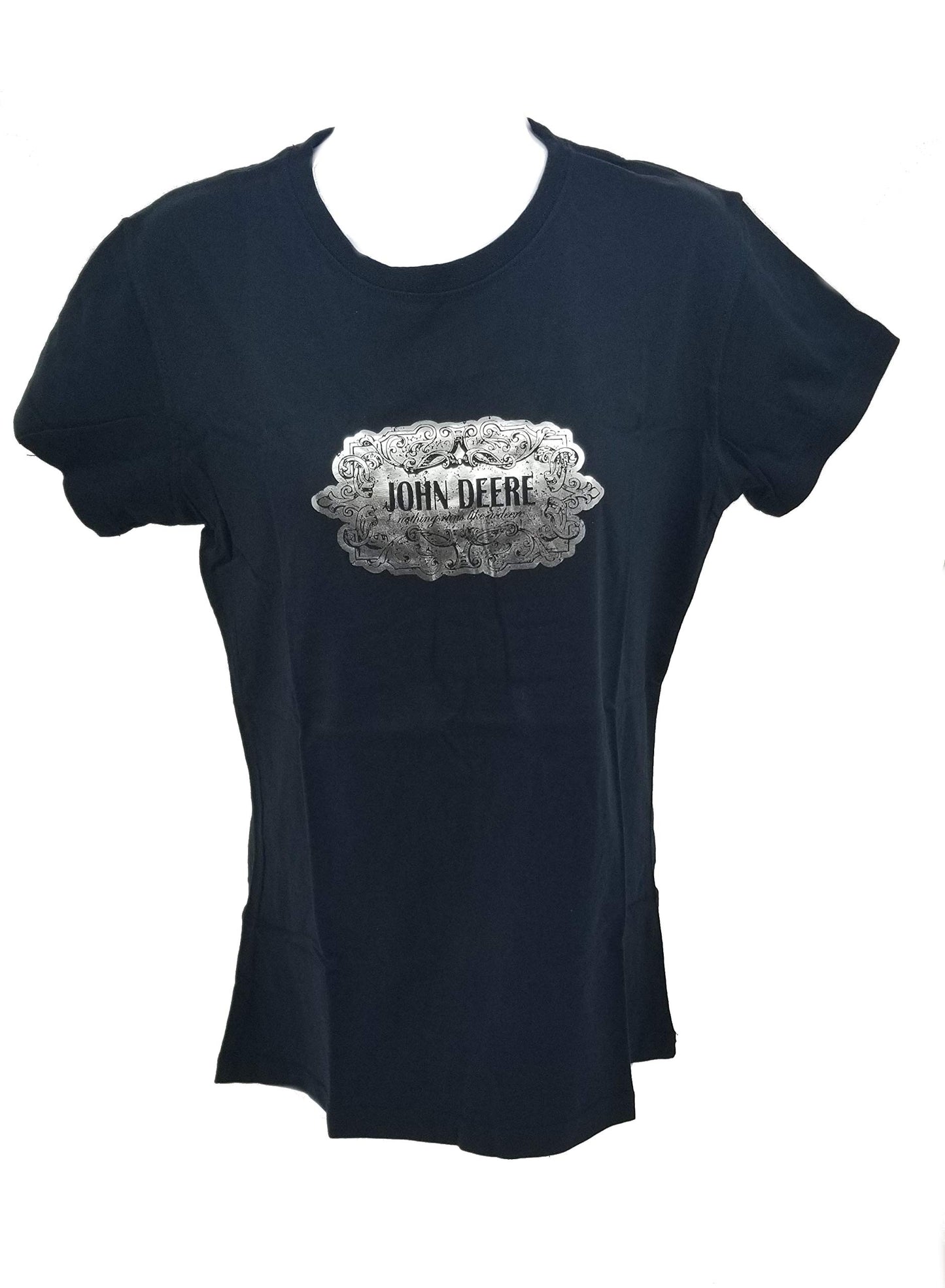 Ladies John Deere Black with Silver Foil T-Shirt (Medium) - 23005131