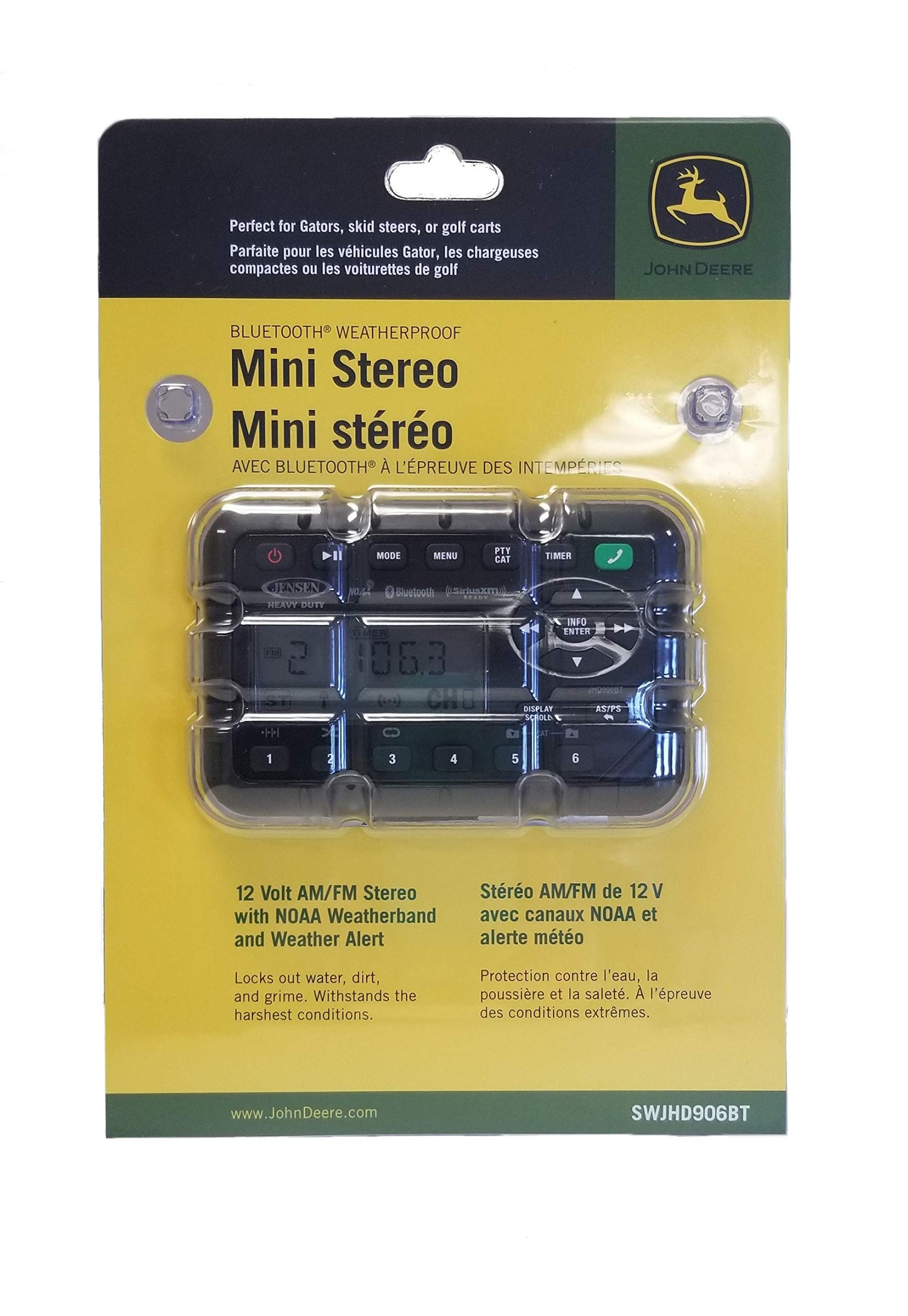 Jensen John Deere 12 Volt AM/FM Mini Stereo - SWJHD906BT