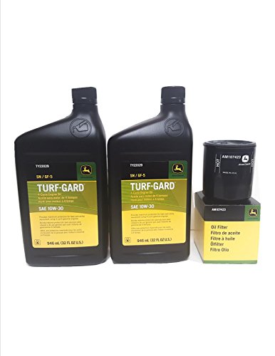2 Quarts John Deere Turf-Gard SAE 10W-30 Oil Plus AM107423 Filter. Fits Many Lawn Mowers - Check Description
