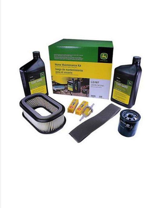 John Deere Maintenance Kit for 425 Lawn Tractor Mower (serial number below 090419) with a Kawasaki Engine LG187 Filters Oil Spark Plugs